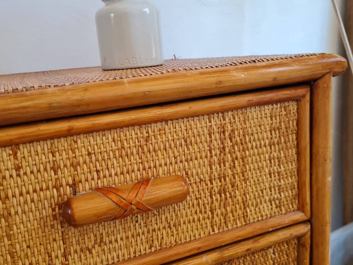 Commode en rotin, circa 1970