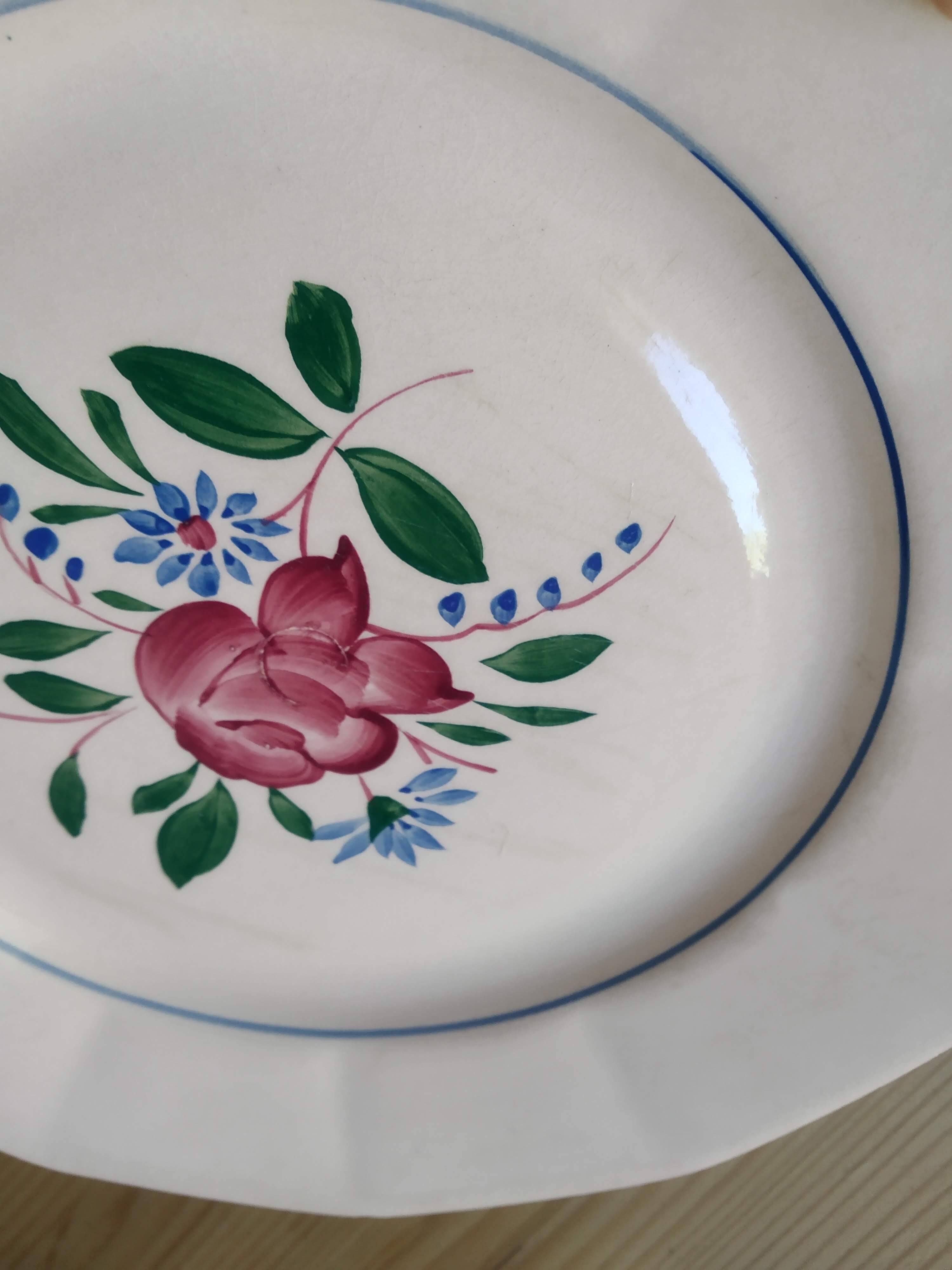 6 Digoin Hand-Painted Flower Plates