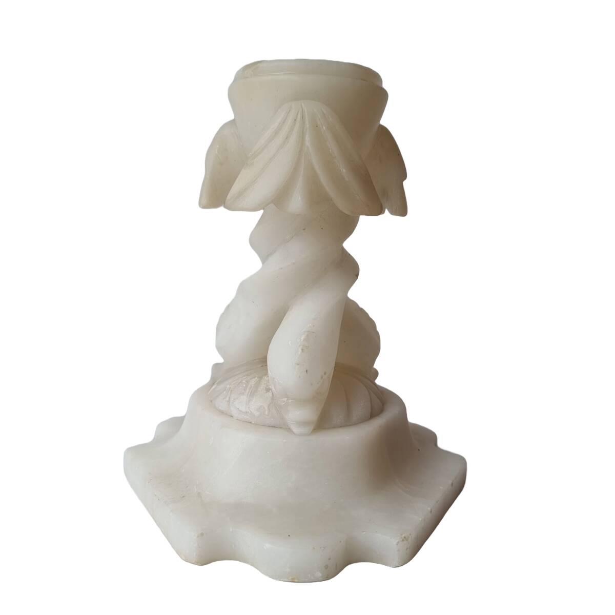 Antique Alabaster Tea Light Holder On Foot, late 1800s