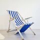 Deck chair - Vintage striped blue and white fabric.