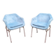 Paire fauteuils bleus et chromé lounge design 1970
