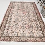 5x9 Shades Of Pink Brown Bordered Classic Wool Vintage Rug, 168x268Cm