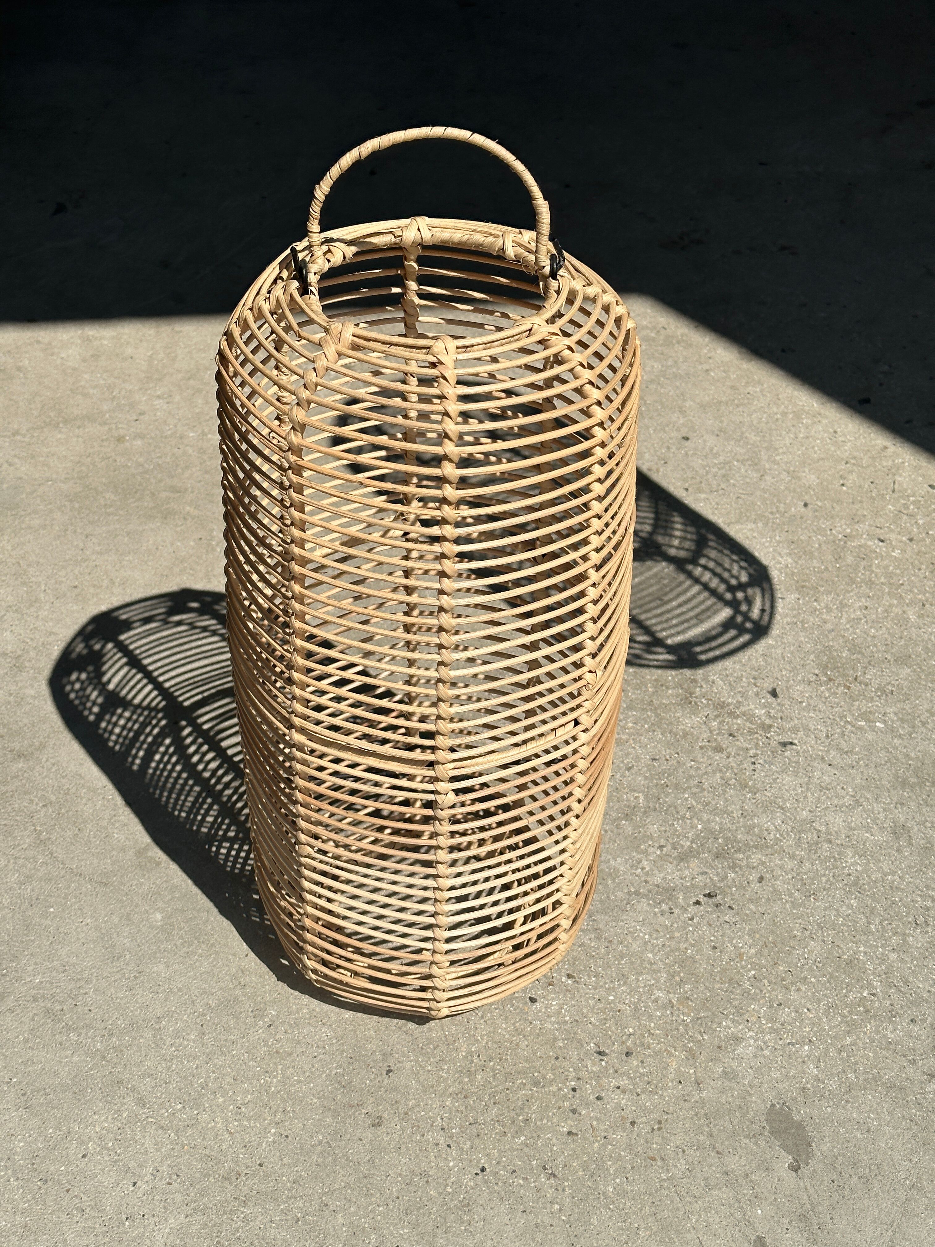 Large lantern-shaped rattan pendant lamp H50 D24