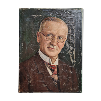 Portrait de notable signé C.Specht, début du XXème siècle
