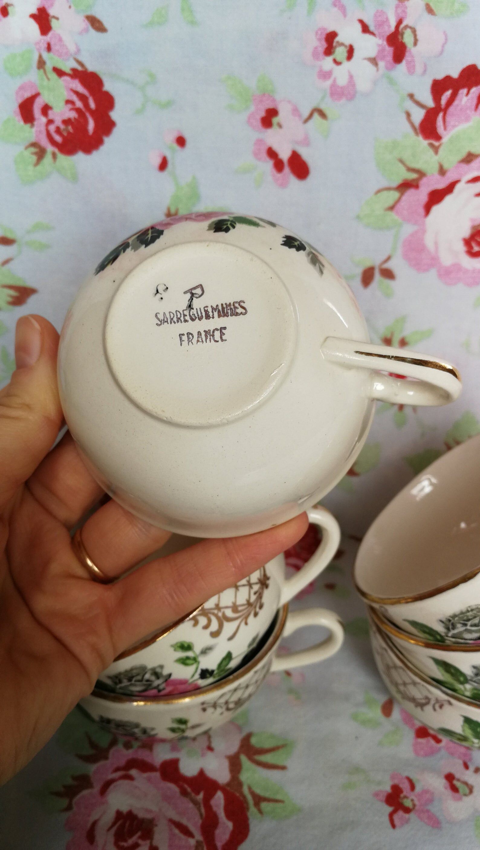 6 cups old Sarreguemines