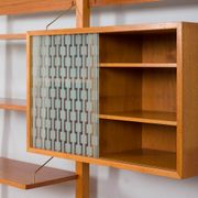Rival 2 bay free standing teak wall unit with 3 cabinets and 3 shelves by Brodrene Jatogs Norway, Kj