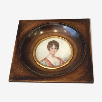 Miniature on ivory sign m marret representing queen hortense