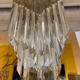 Venini Ceiling light large crystal glass blade, Italy 1980s