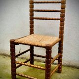 Brutalist chairs mulched in turned wood from the 60s