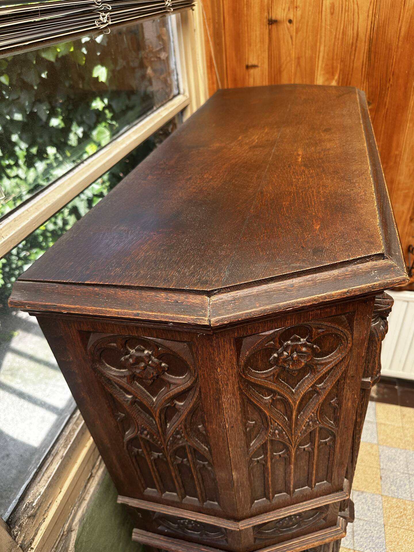 Gothic Buffet Cabinet in Carved Oak, 19th Century