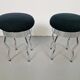Vintage Uri Stools with Waved Chrome Legs and Black Seats by Per Ivar Ledang for Ikea, 1995, Set of 2