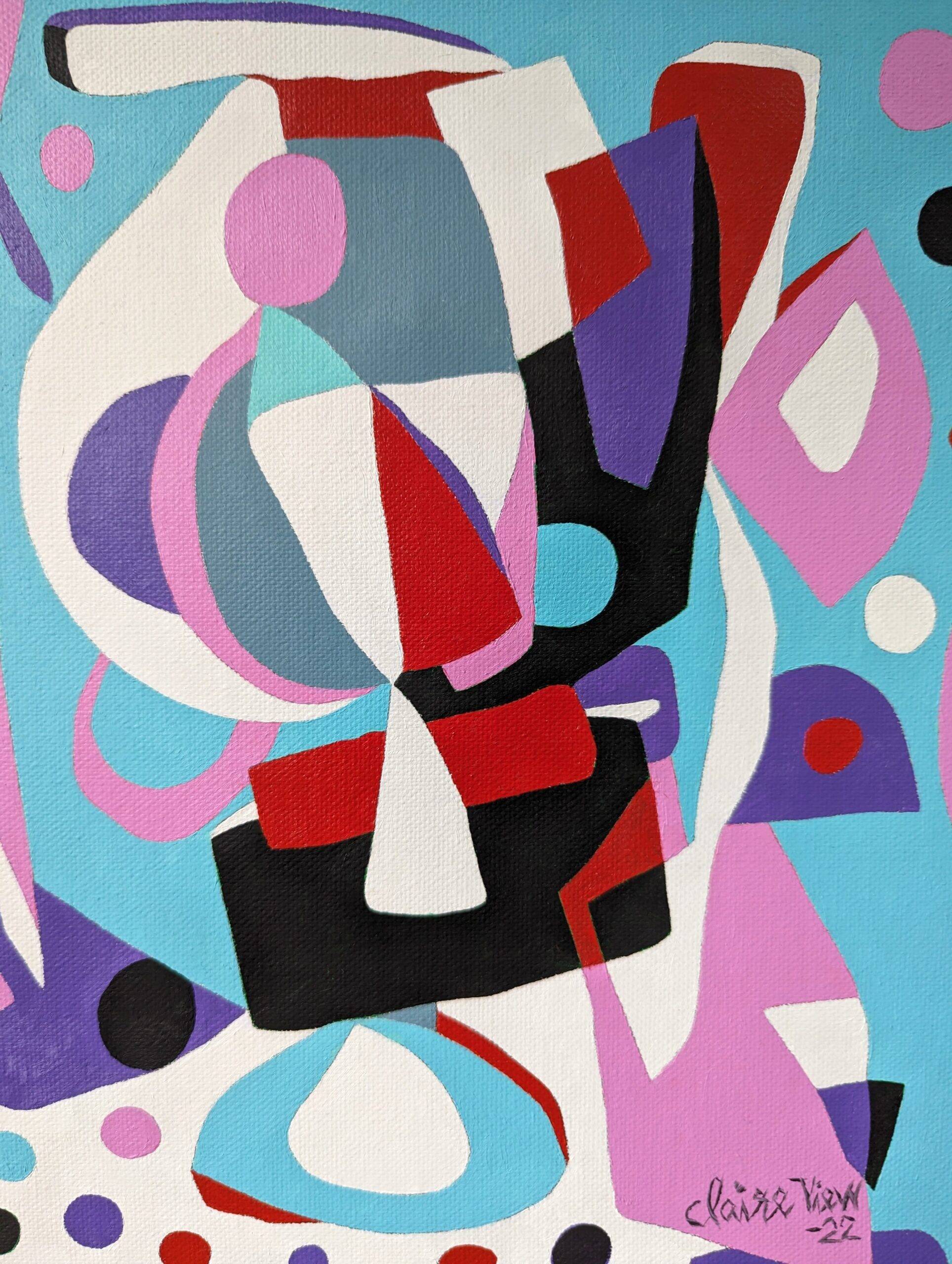 Contemporary Abstract "Morning Blues", Small Unframed Oil Painting, 2022