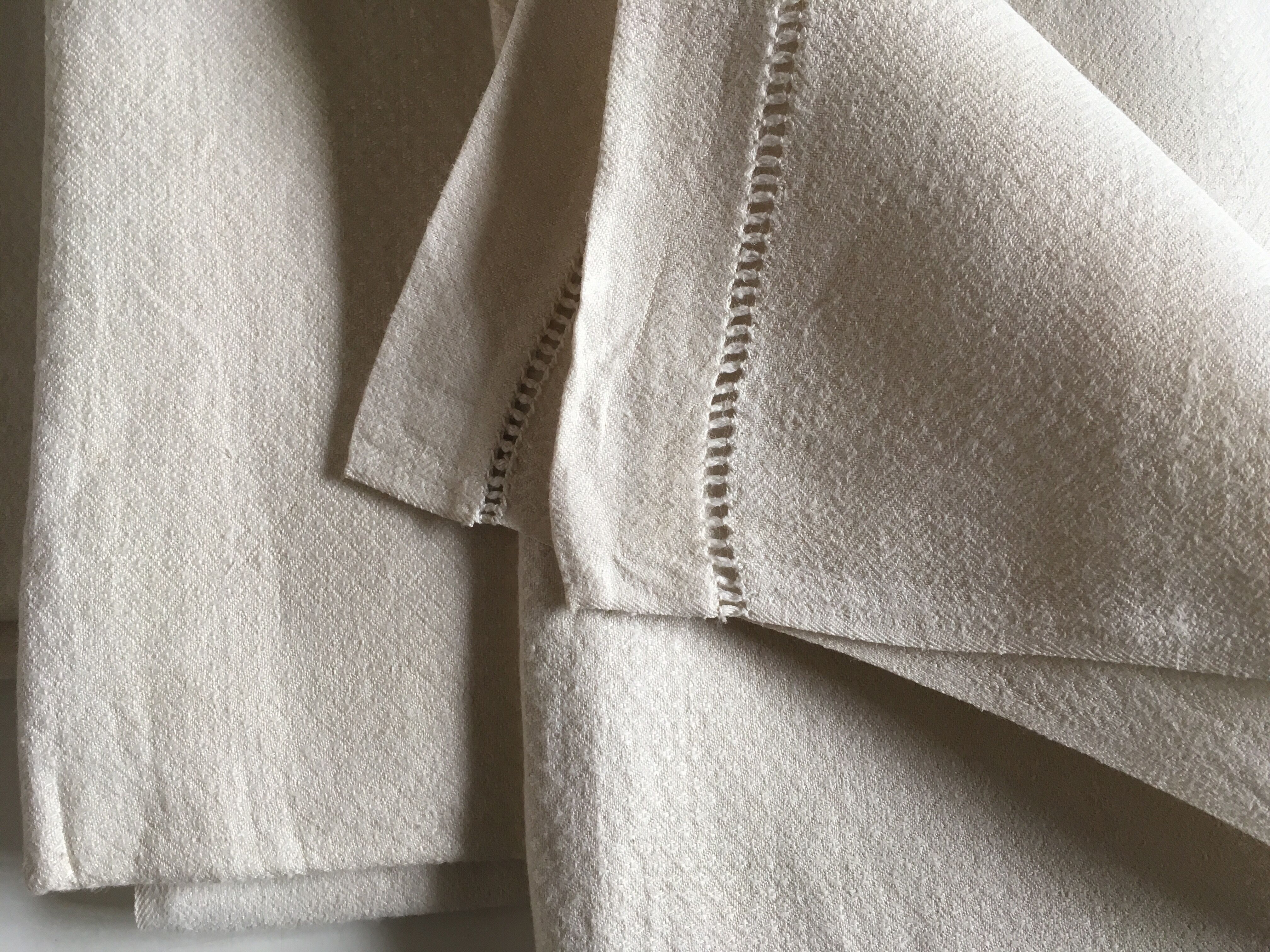 Set 3 towels linen honeycomb Damascus old