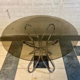 Table vintage en verre fumé