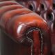 Spacious red English 2.5-seater cowhide leather chesterfield sofa