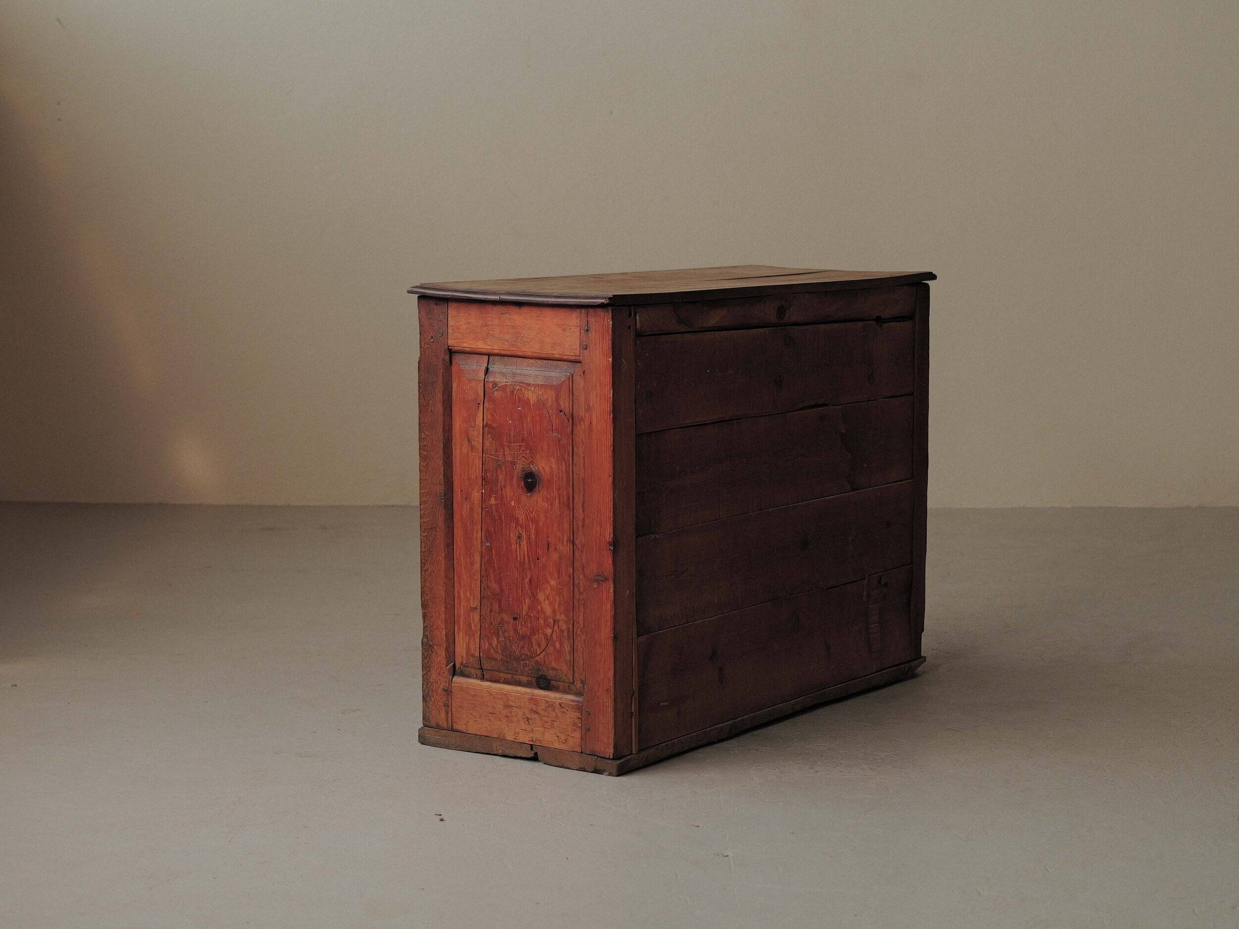 Mountain buffet in larch and solid pine, Folk art, 19th century