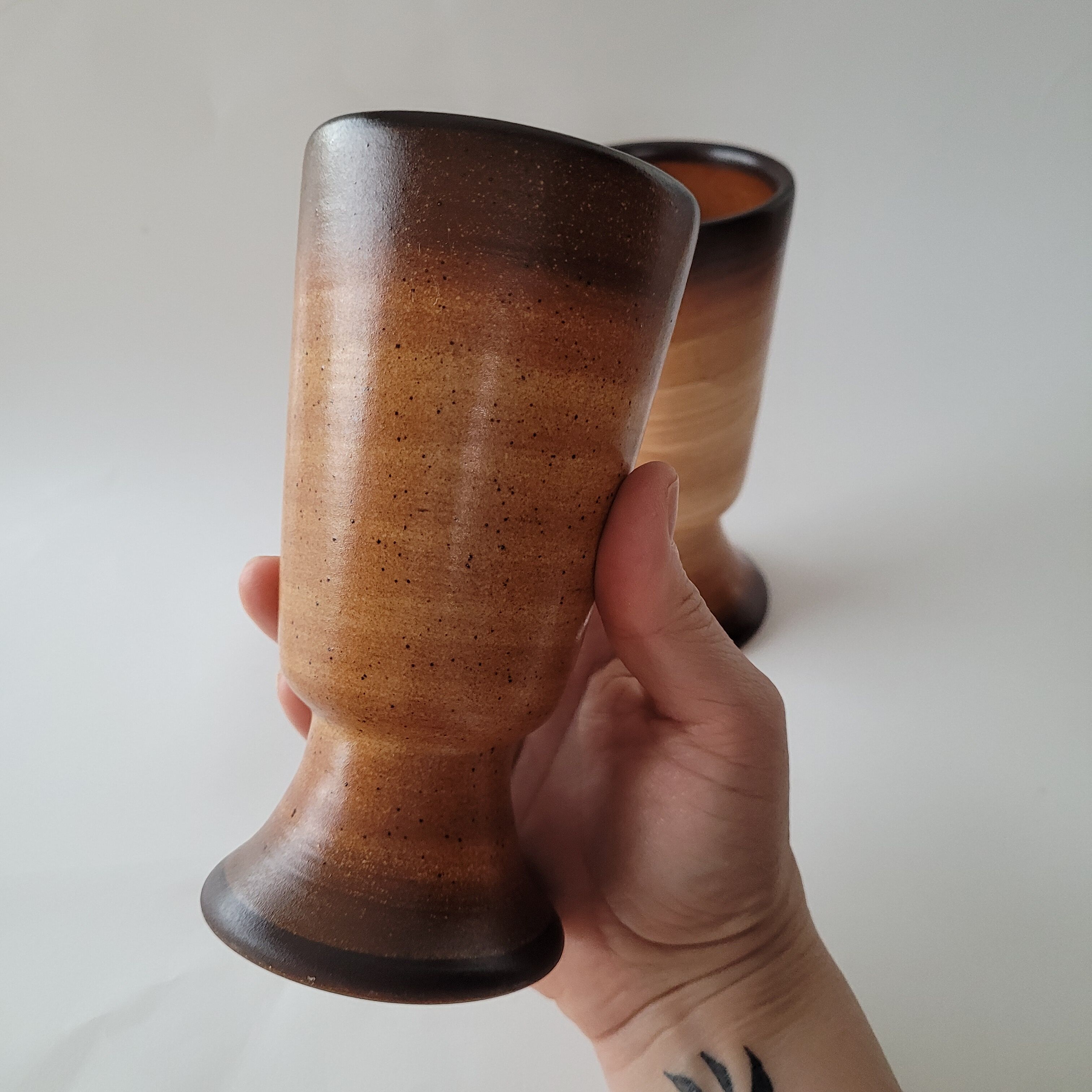 Set of 2 sandstone mazagrans