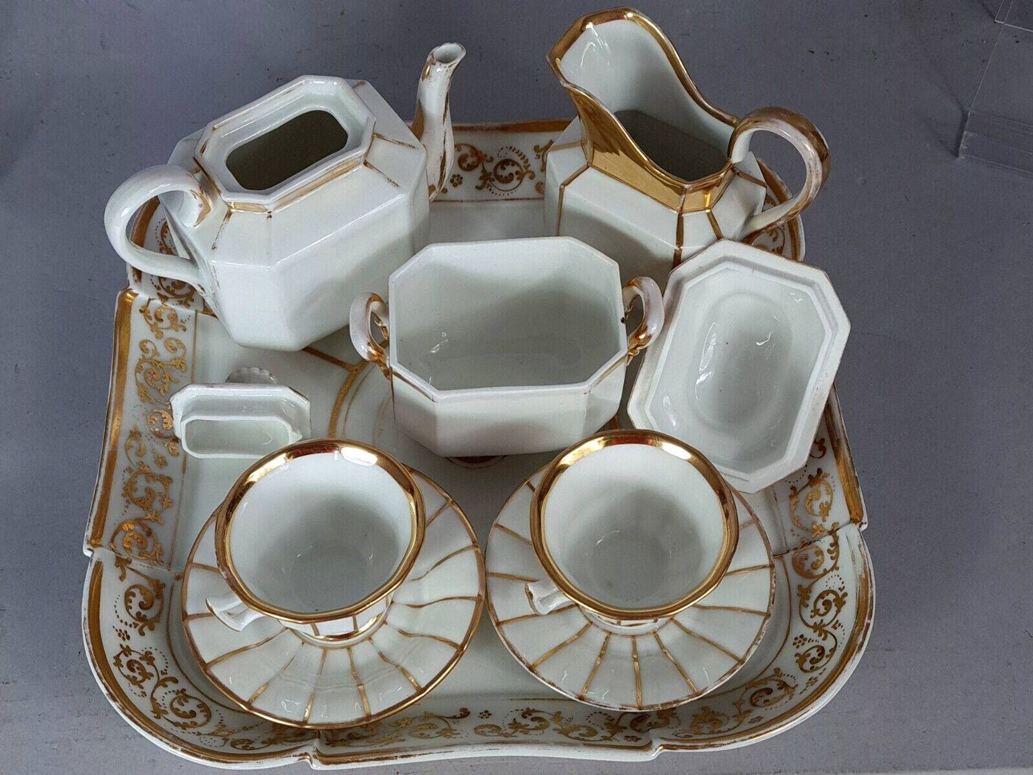 Antique Paris porcelain tête-à-tête coffee service. Very good condition S988