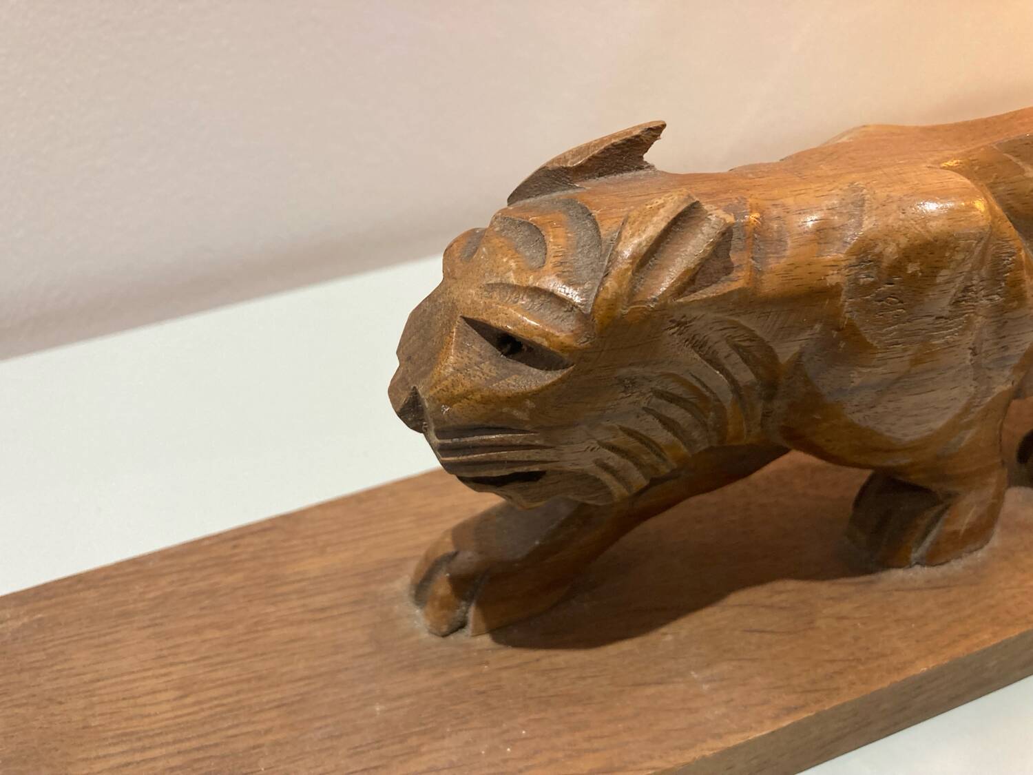 Wooden tiger sculpture
