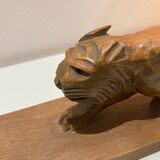 Wooden tiger sculpture