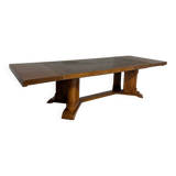 Ancienne table en noyer et loupe art déco année 30 France rallonges