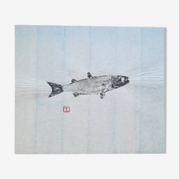 Fish print, Gyotaku of small mullet