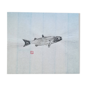 Fish print, Gyotaku of small mullet