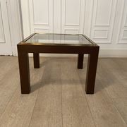 Brown laqué steel coffee table, Belgium, 1980