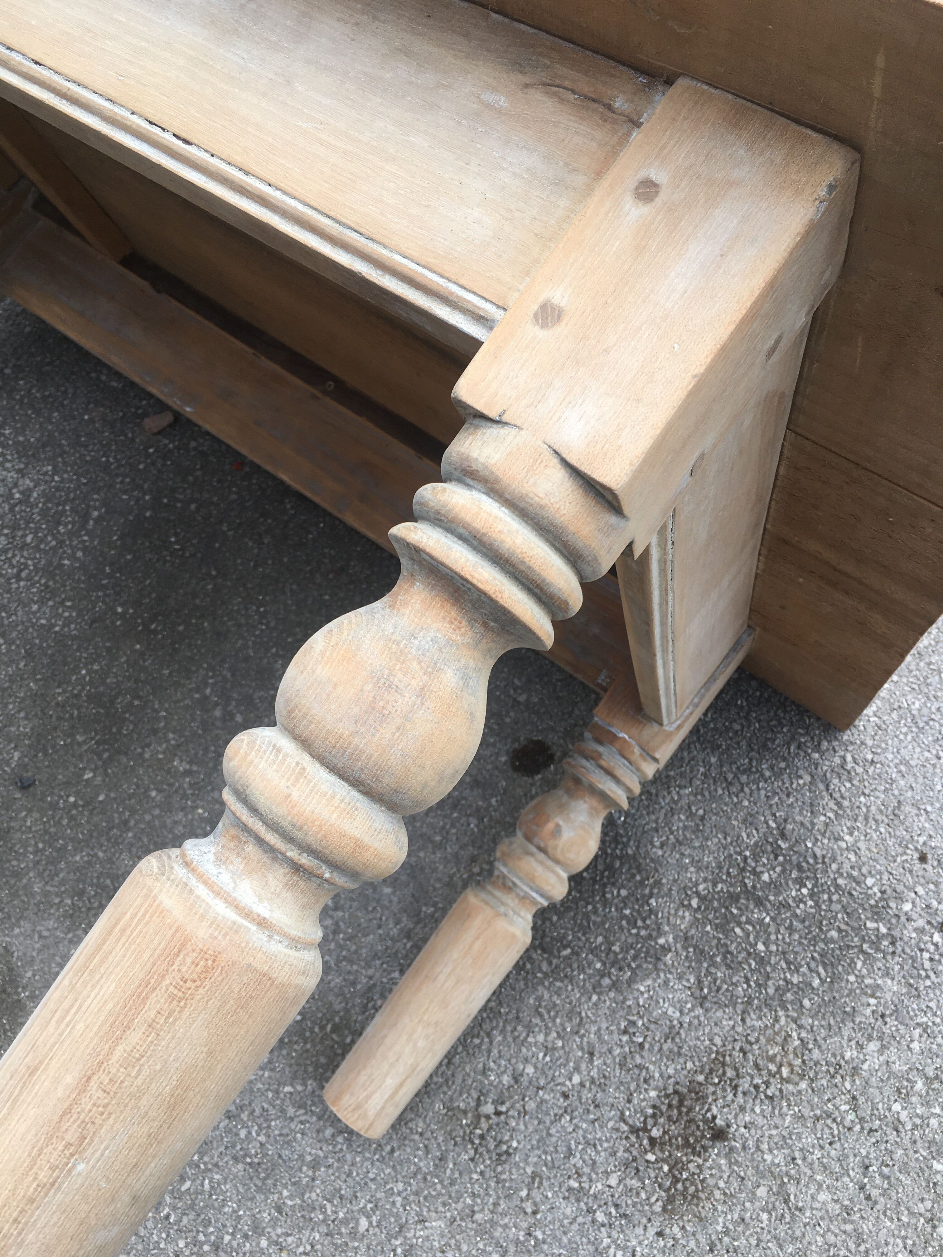 Farm table with cut feet