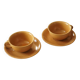 Lot de 2 tasses à thé et soucoupes en grès marron clair