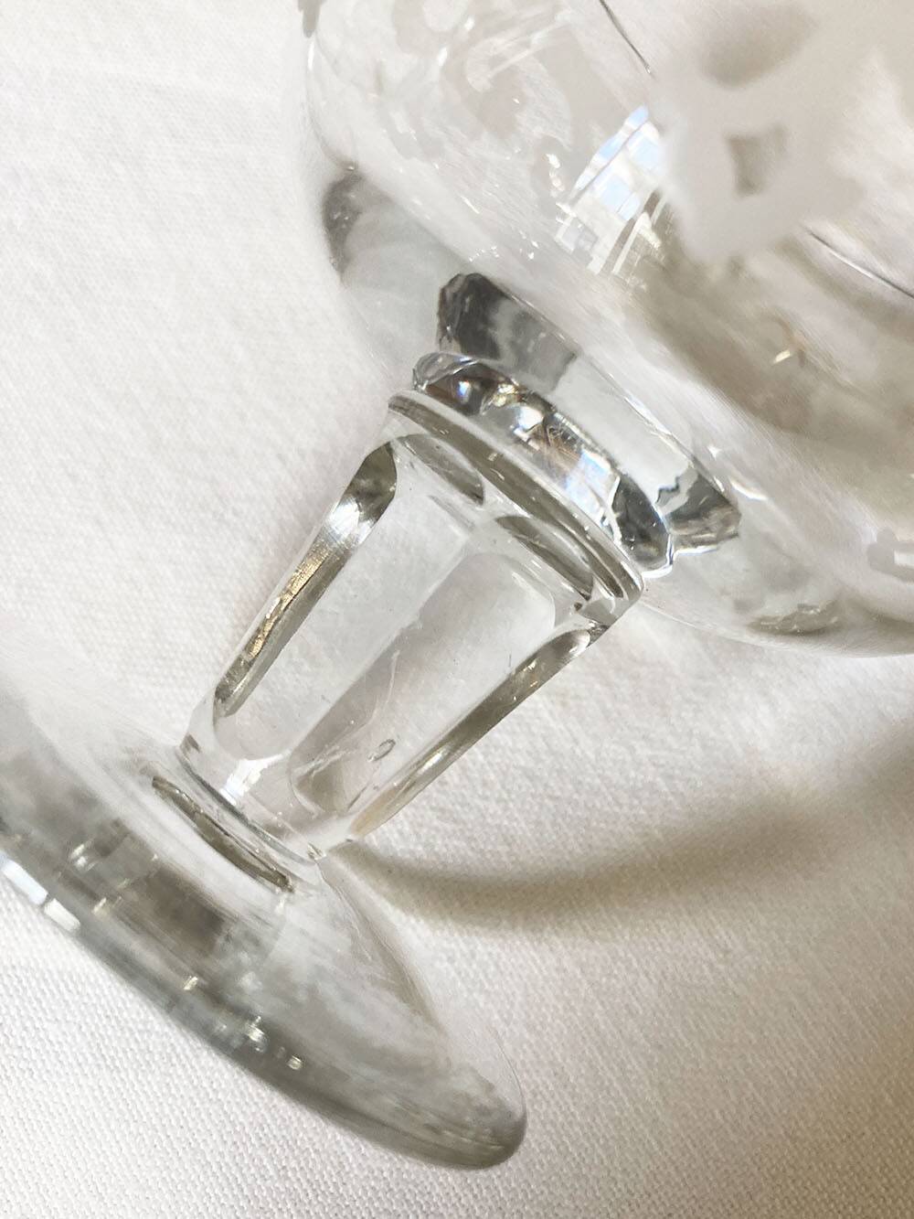 Antique engraved crystal aperitif glasses