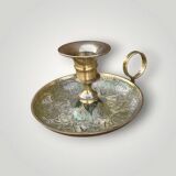 Pair of cloisonné brass cellar rat candlesticks – 1960s