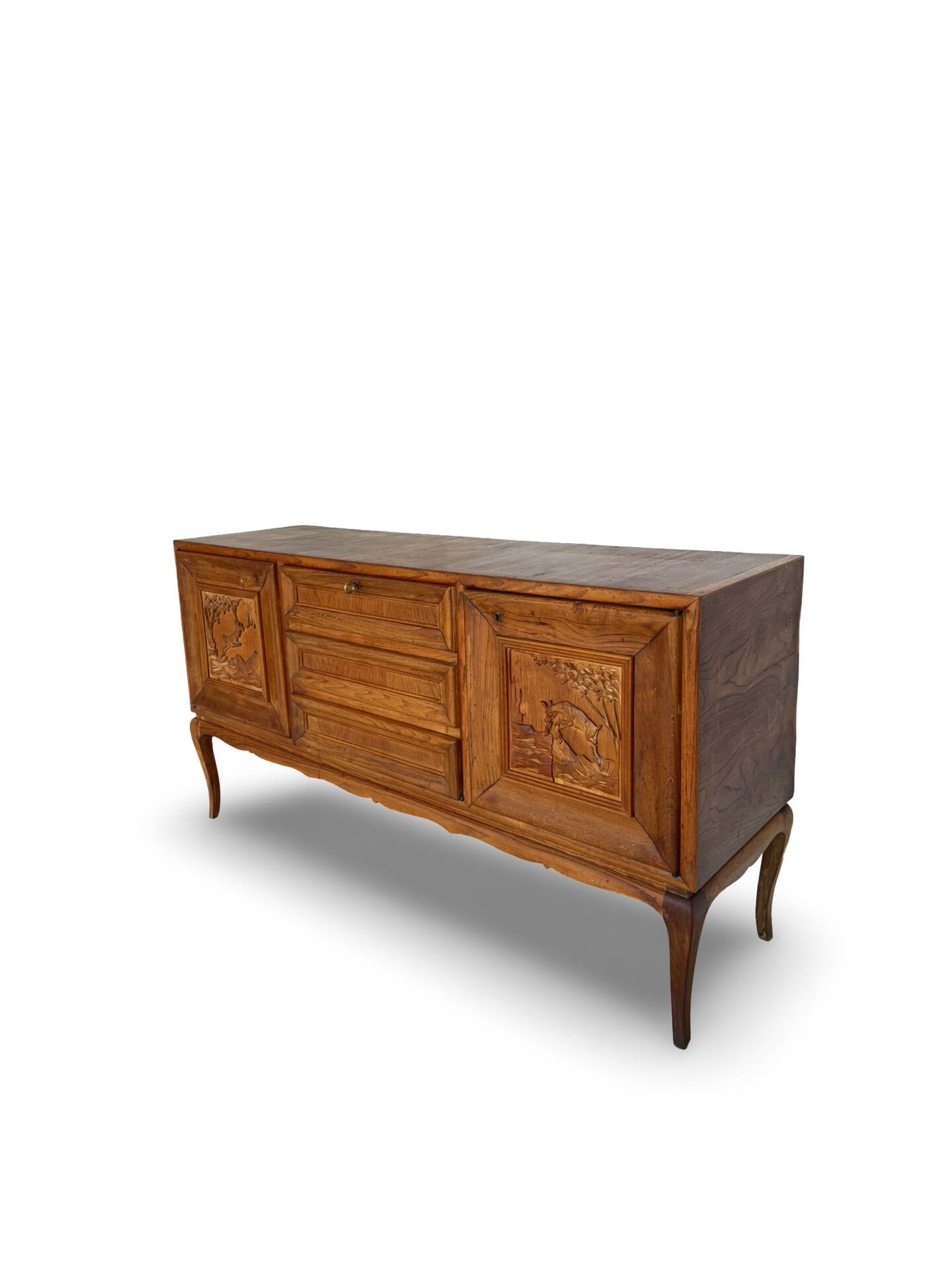 Italian Mid-Century cherrywood veneered and solid wood sideboard.