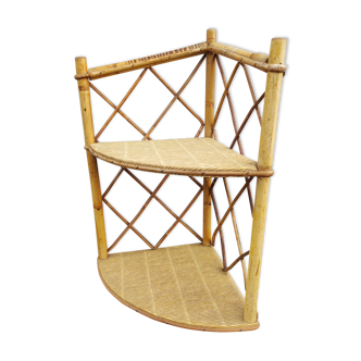 Wall corner shelf rattan bamboo vintage 50 60 modernist