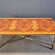 Vintage burl wood and brass dining table by Belgochrom, 1970s