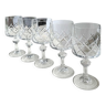 Lot 5 verres à pied en cristal taille "croisée" Vendôme, cristal d Arques. Motifs croisillons/losanges