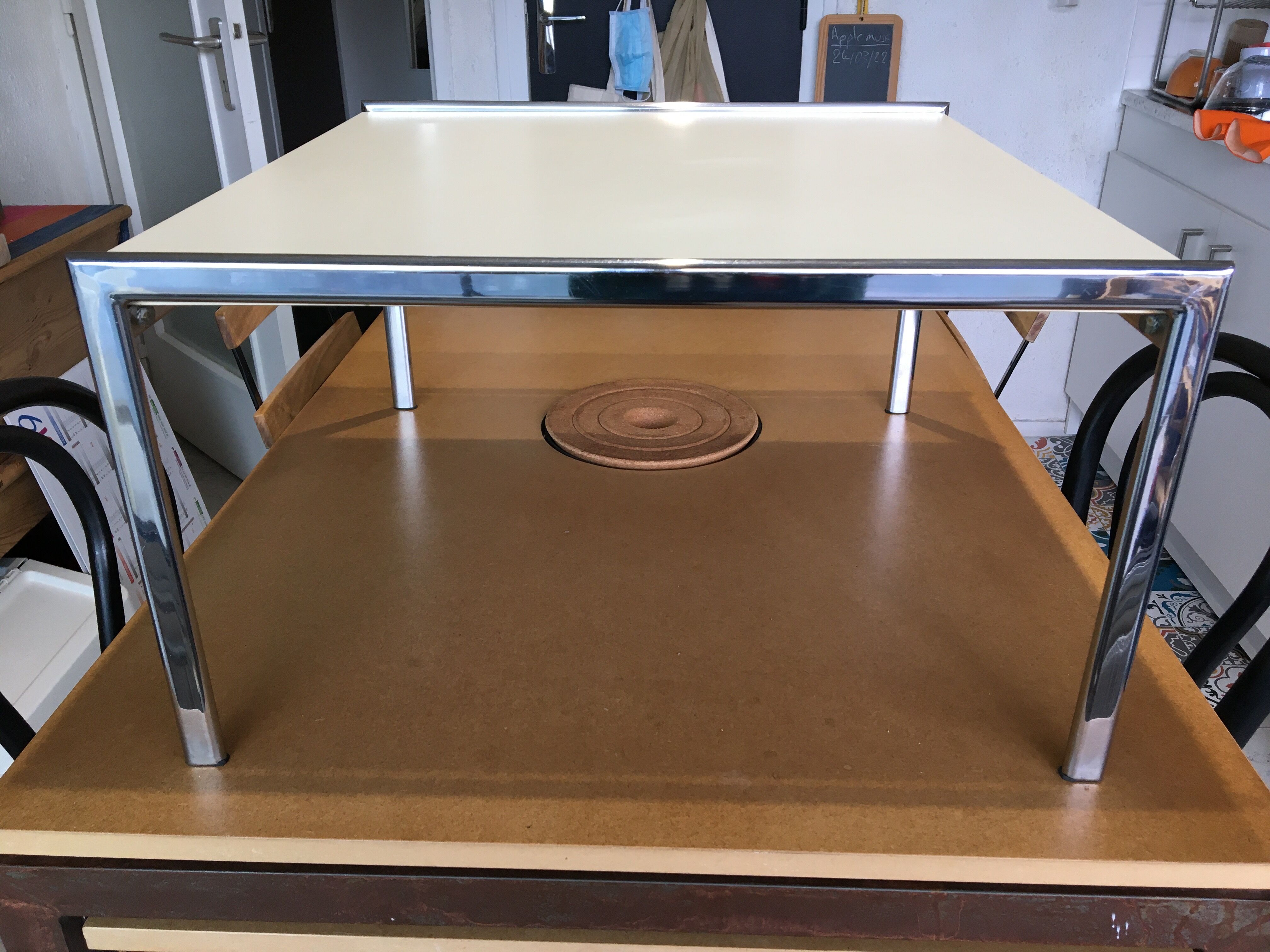 Vintage 80s chrome coffee table