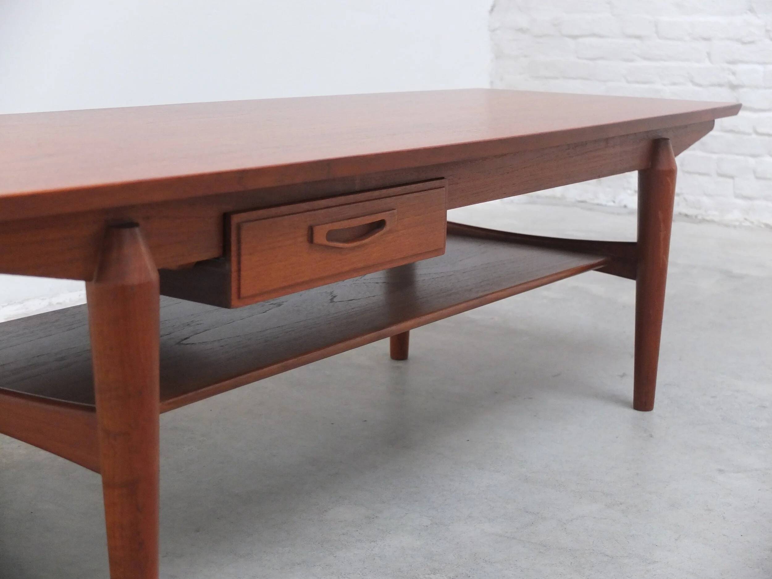 Large coffee table with magazine rack by O.M.F., 1960s