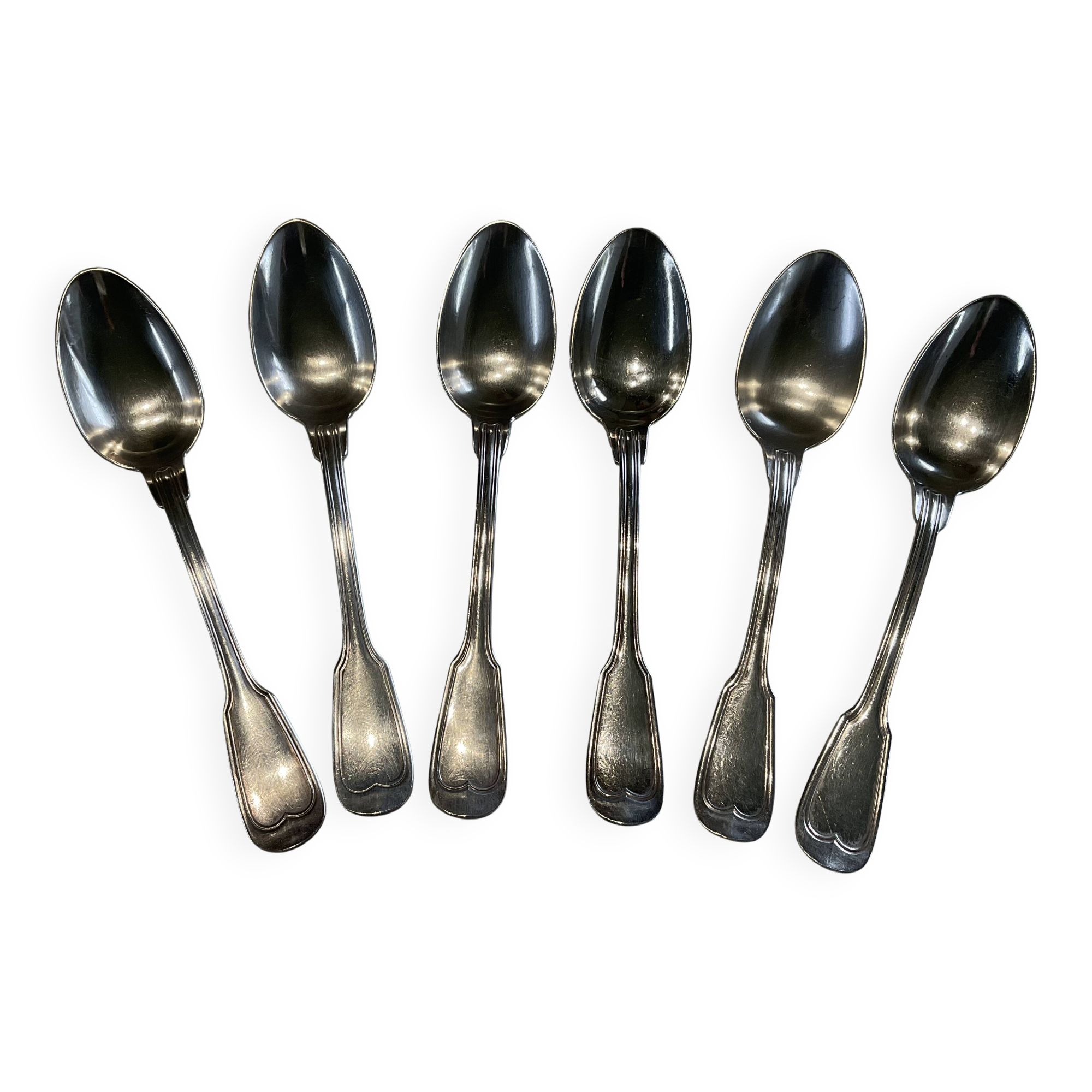 6 tablespoons. Antique. Silver-plated.