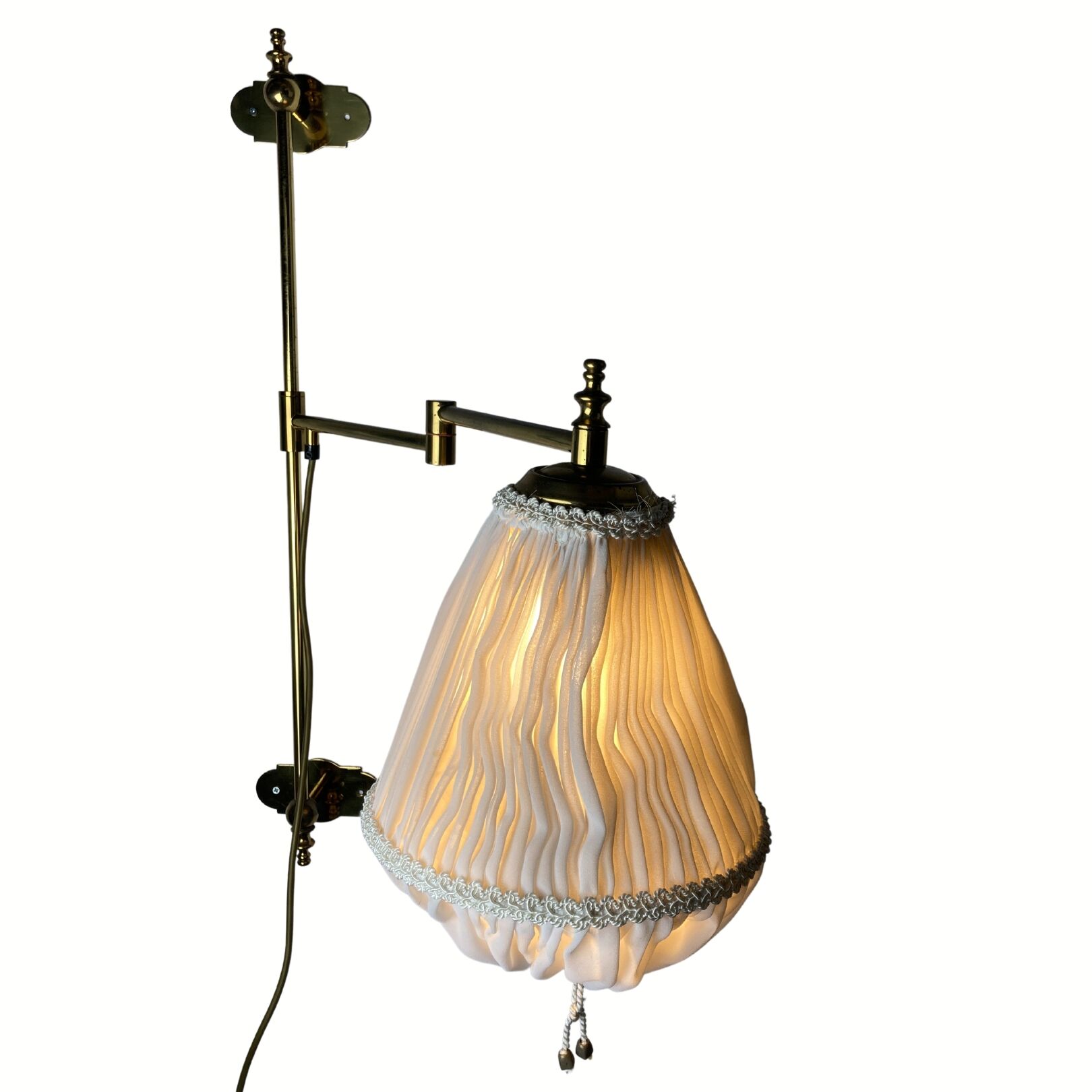 Brass art deco swivel arc wall lamp