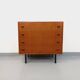 Vintage Scandinavian style chest of drawers in teak and black metal from the 60s