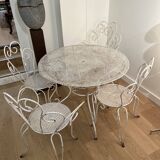 Ensemble table de jardin et 4 chaises en fer forgé