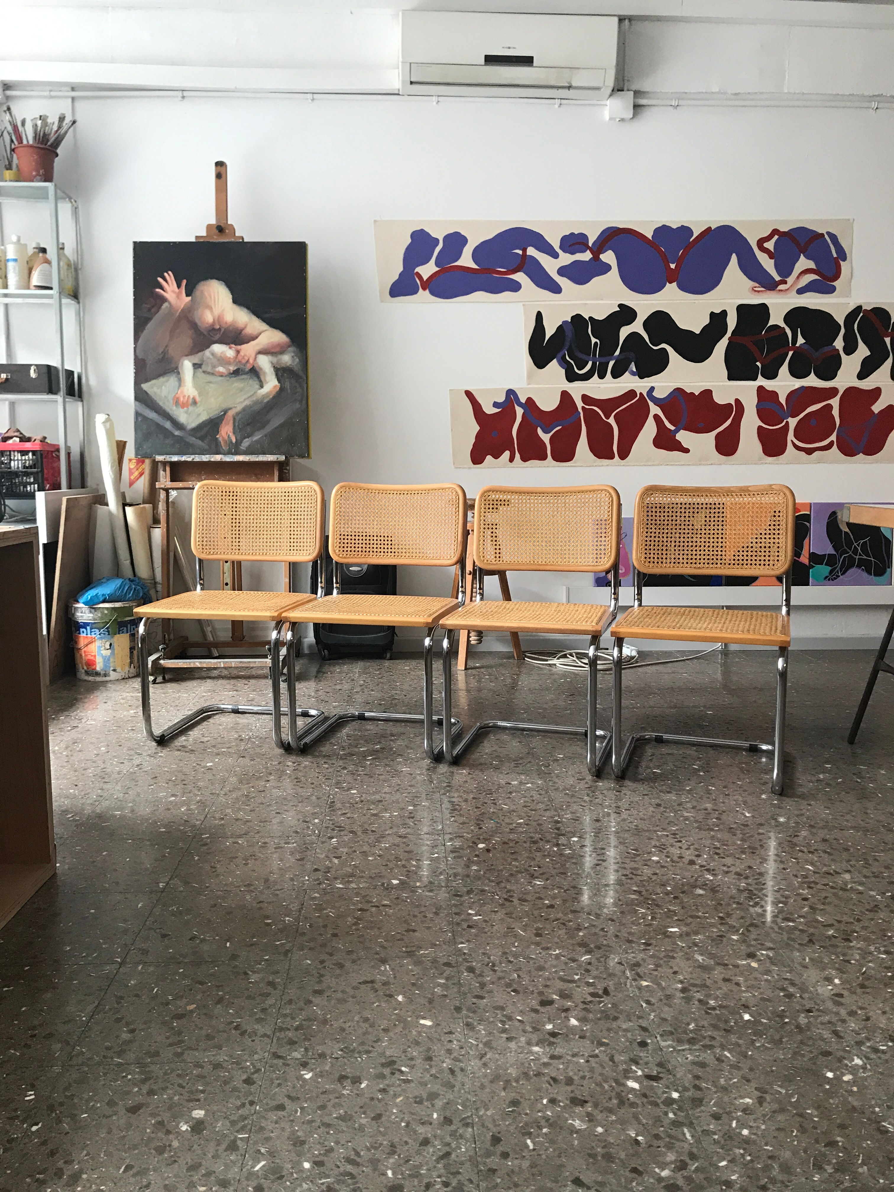 Lot de 4 chaises Cesca B32 Marcel Breuer Édition italienne