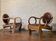 Pair of Hungarian Walnut & Leather Chairs by Lajos Kozma 1884-1948