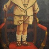 Peinture italienne portrait d'enfant signée et datée