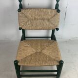French straw rush low lounge chair in the style of Charles Dudouyt, 1950s