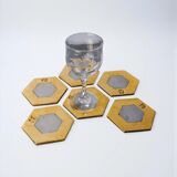 Set of 6 brutalist coasters by David Marshall, Spain, 1970