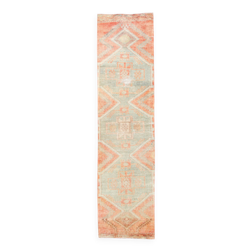 2'7"x10'6" ft Turkish Runner Rug, Ethnic Long Rug