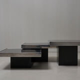 Set of 3 low tables in black mirror Cidue