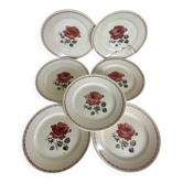 Ensemble de 7 assiettes plates Badonviller Germaine